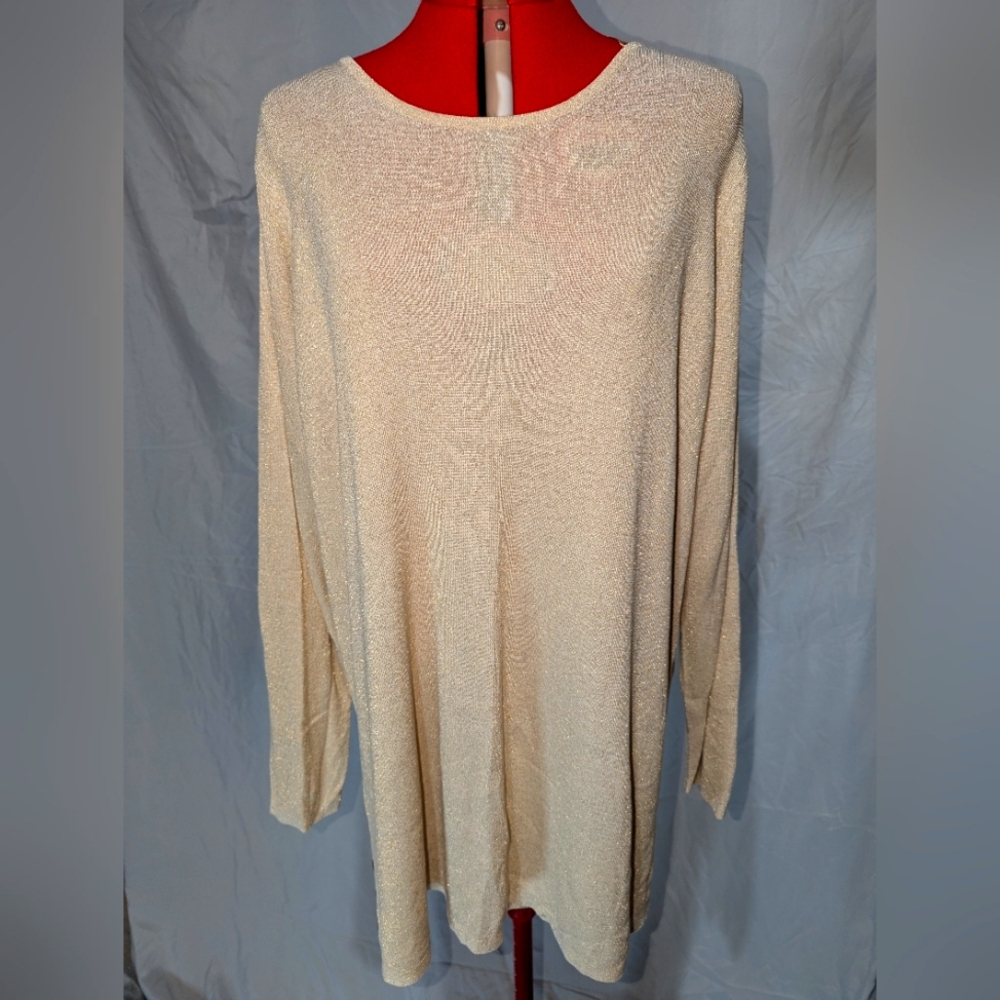 Shimmer cream/gold tunic top